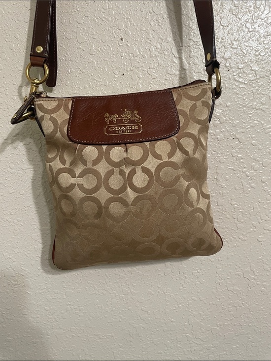 Coach Handbags - Coach Signature Canvas Crossbody in Khaki and Brown